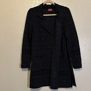 Oleana Merino and Silk Open Front Longline Cardigan EUC L